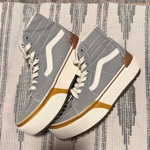 Vans Gray and White High-Top Sneakers